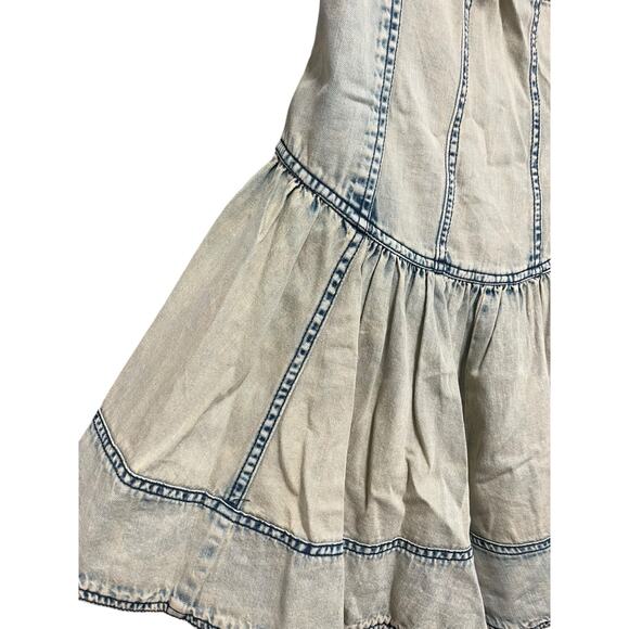 Anthropologie Pilcro Denim Drop-Waist Romper | Womens M, Bleach Wash Blue NEW - Picture 8 of 14